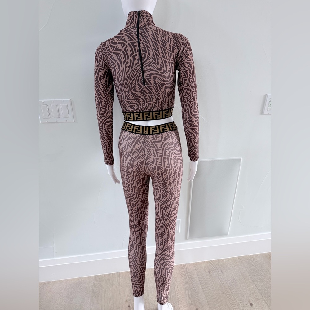 Fendi Geometric Matching Leggings Set - Brown and Black size XS/S - Picture 7 of 16